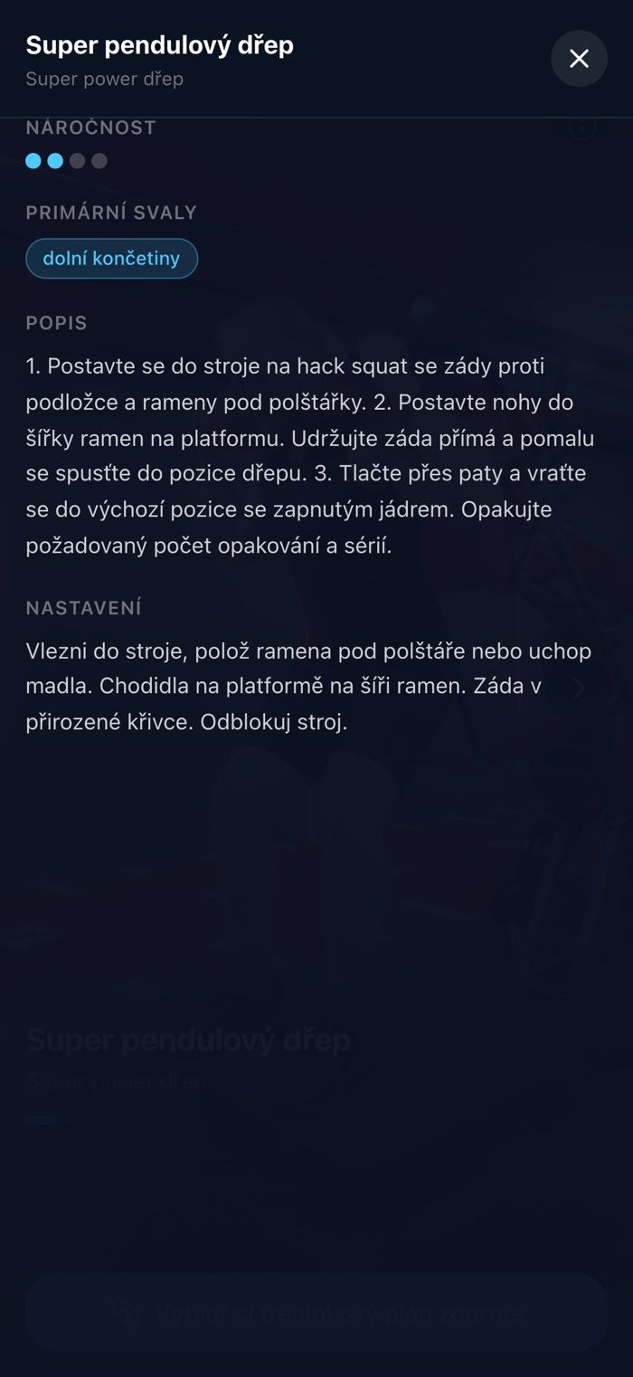 Detail cviku na stroji s tipy na techniku